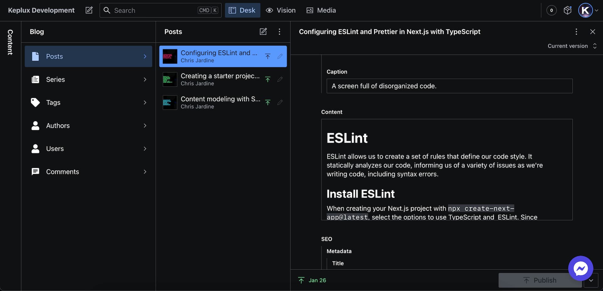 A demo of a custom CMS built with Sanity.
